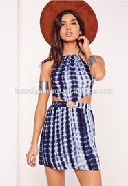 blue color tie dye mini dress beach style latest dress patterns