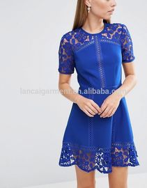 Wholesale Women Garment Blue Lace Women Dress