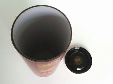 Embossed / Hot-Stamping Cylindrical Wine Packaging Boxes , Custom Printed Wine Boxes with Matel Cap
