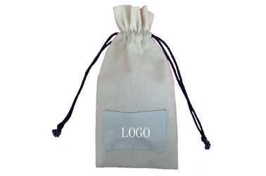 Food Cotton Drawstring Pouches , Blue Small Cloth Drawstring Bags
