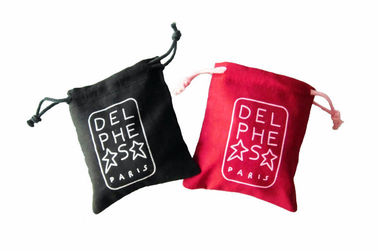 Pure Cotton Drawstring Pouch Custom Printing , Recyclable Bags