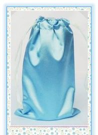 Girls Blue Satin Drawstring Pouch ，Pull String Bags With Ribbon