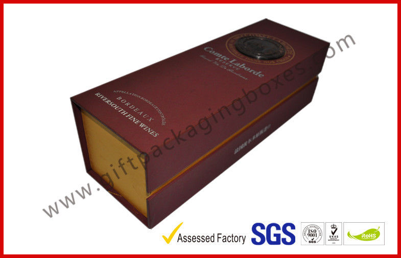 Handmade Silver Printed 1400g Grey Board Wine Packaging Boxes , Magnetic Wine Gift Packaging Boxes