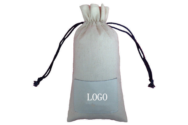 Food Cotton Drawstring Pouches , Blue Small Cloth Drawstring Bags
